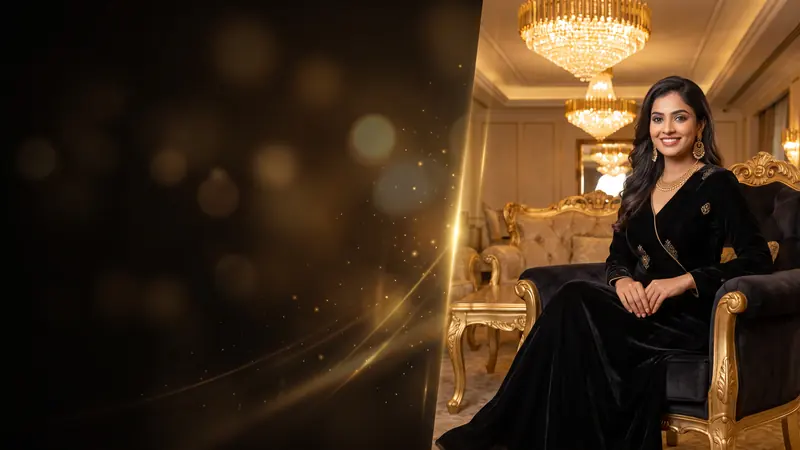Woman in a black velvet gown in a VIP lounge – 3333bet VIP benefits